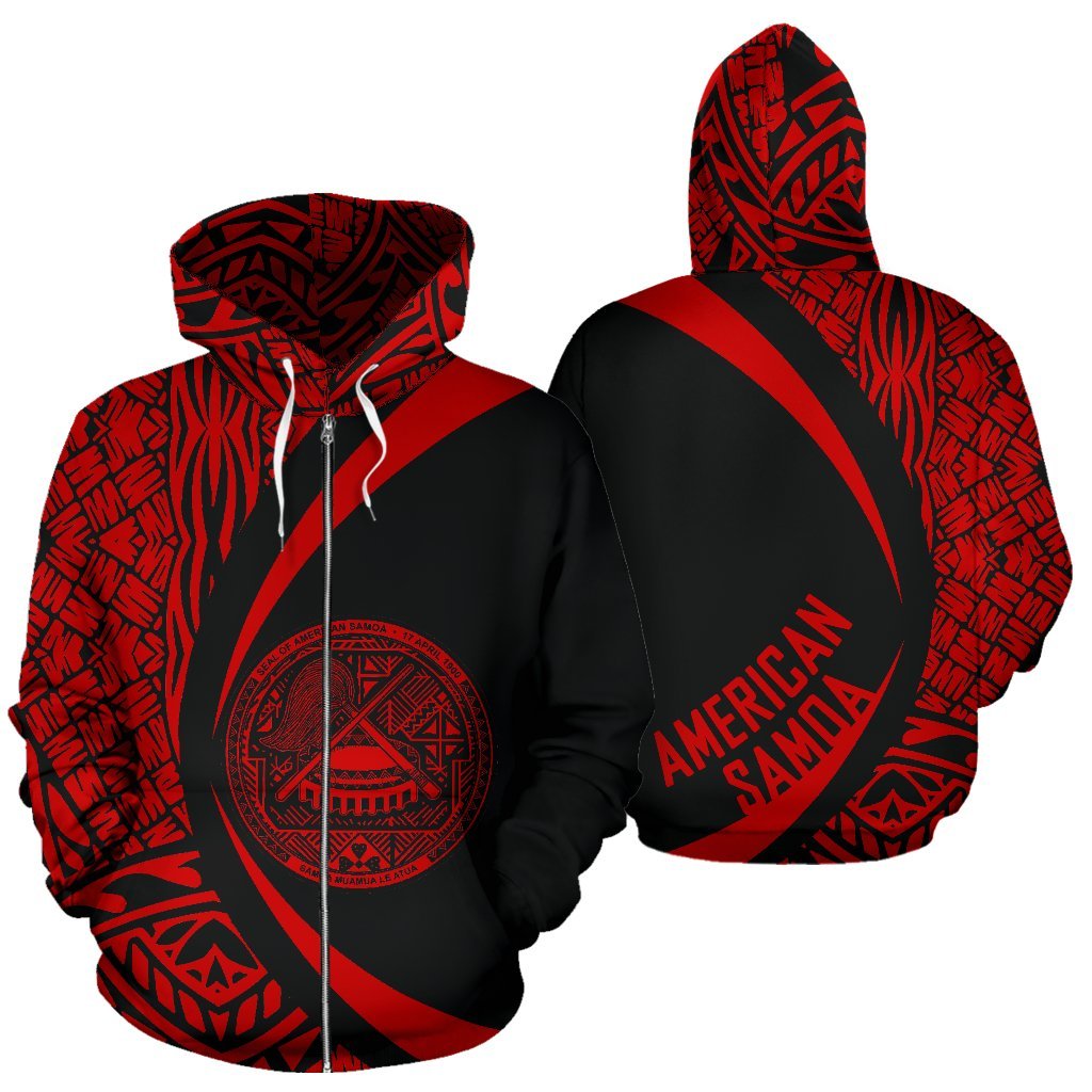 American Samoa Polynesian Zip up Hoodie Circle Style 02 - Polynesian Pride