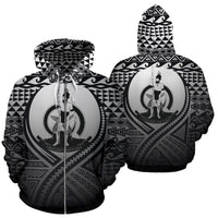 Vanuatu All Over Zip up Hoodie Lift up Black Unisex Black - Polynesian Pride