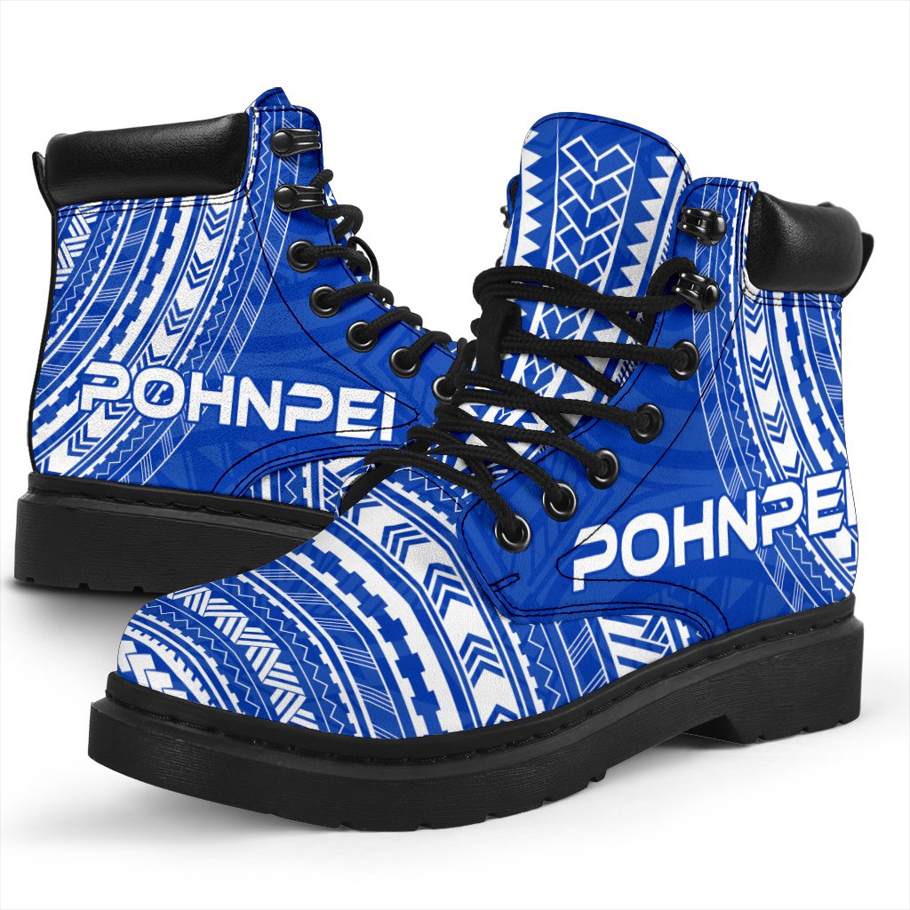 Pohnpei Leather Boots - Polynesian Flag Chief Version - Polynesian Pride