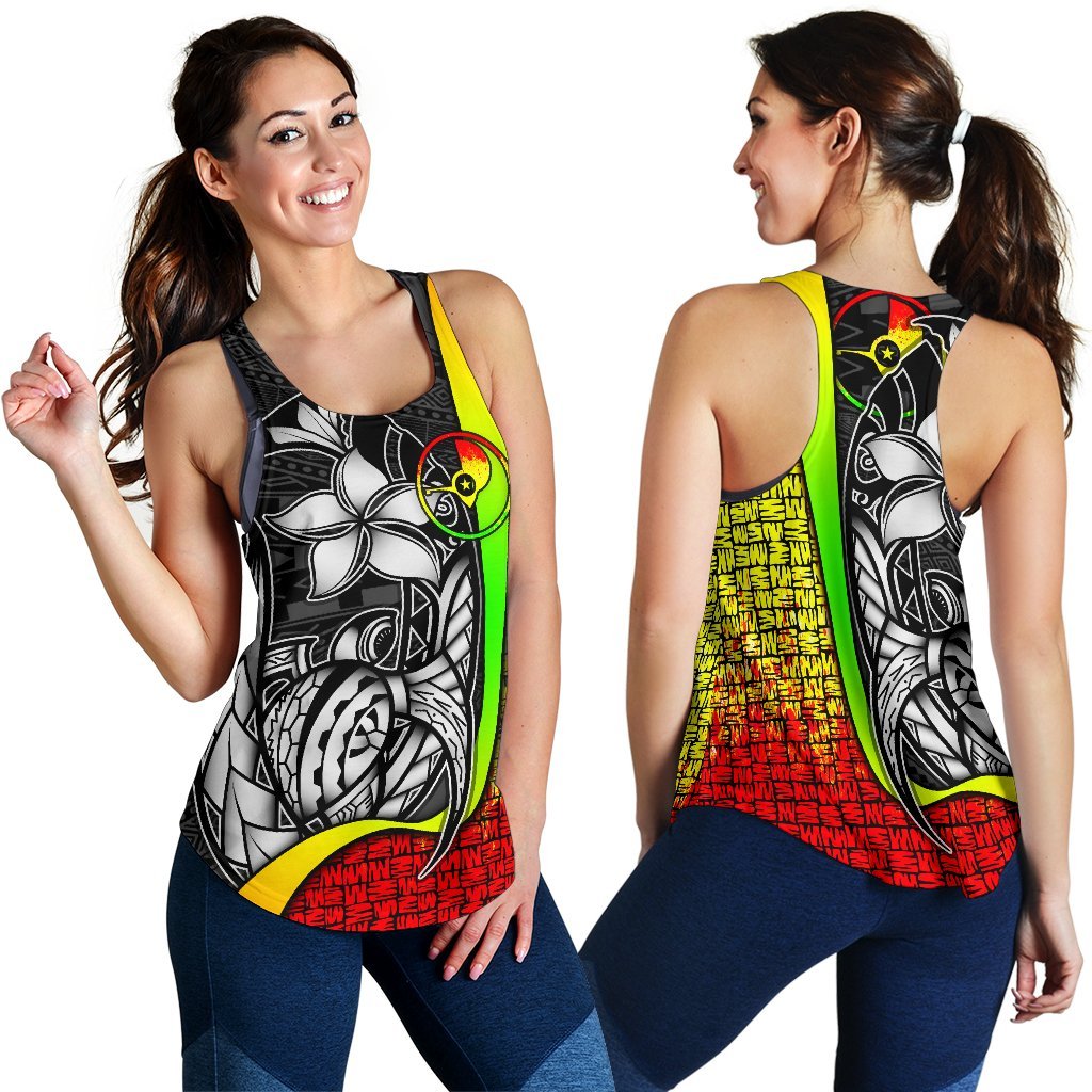 Yap Micronesia Women's Racerback Tank Reggae - Turtle With Hook Art - Polynesian Pride