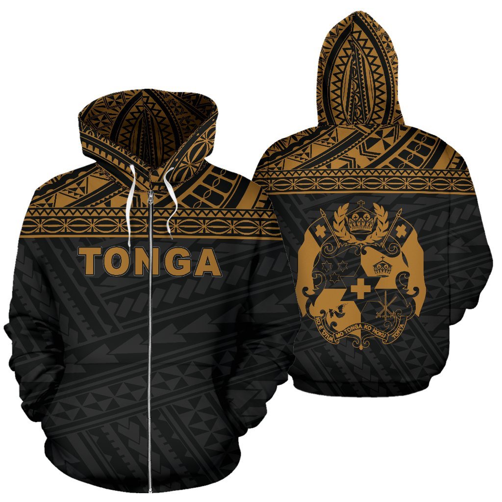 Tonga Polynesian All Over Zip up Hoodie Yellow Horizontal Style Unisex Yellow - Polynesian Pride
