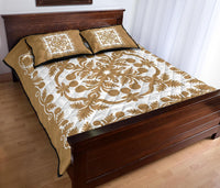 Hawaii Quilt Bed Set Royal - Gold And White - Polynesian Pride