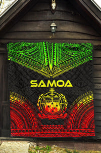 Samoa Premium Quilt - Samoa Coat Of Arms Polynesian Chief Reggae Version - Polynesian Pride