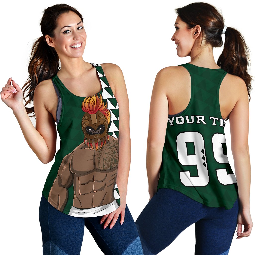 Personalize - Hawaii Warrior Football Women's Racerback Tank 2020 Champion AH Green - Polynesian Pride