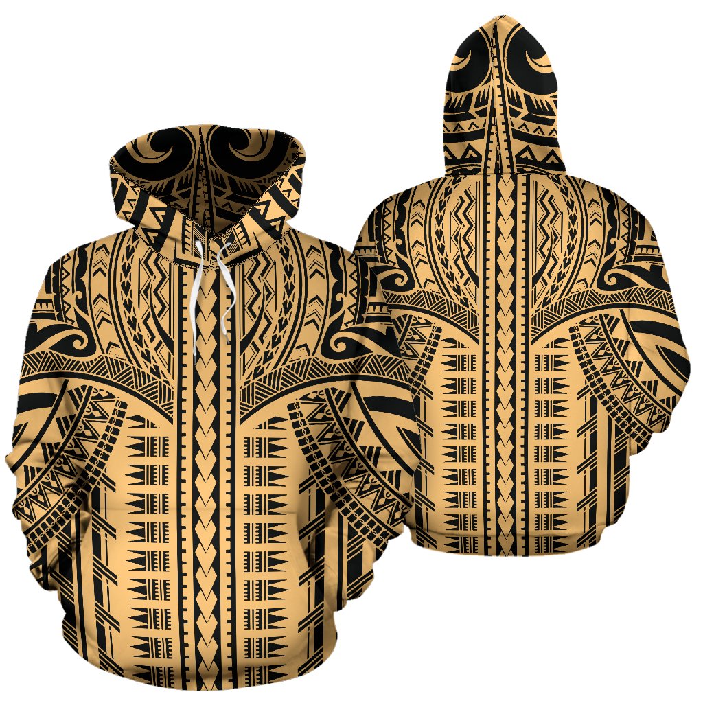 Polynesian All Over Hoodie Polynesian Pattern Hoodie Style Unisex White - Polynesian Pride