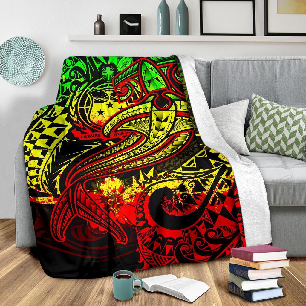 Samoa Premium Blanket - Reggae Shark Polynesian Tattoo - Polynesian Pride
