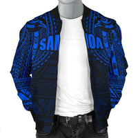 Samoa Spirit Men's Bomber Jacket (Blue) - Polynesian Pride