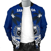 Samoa Polynesian Coconut Men's Bomber Jacket (Blue) - Polynesian Pride