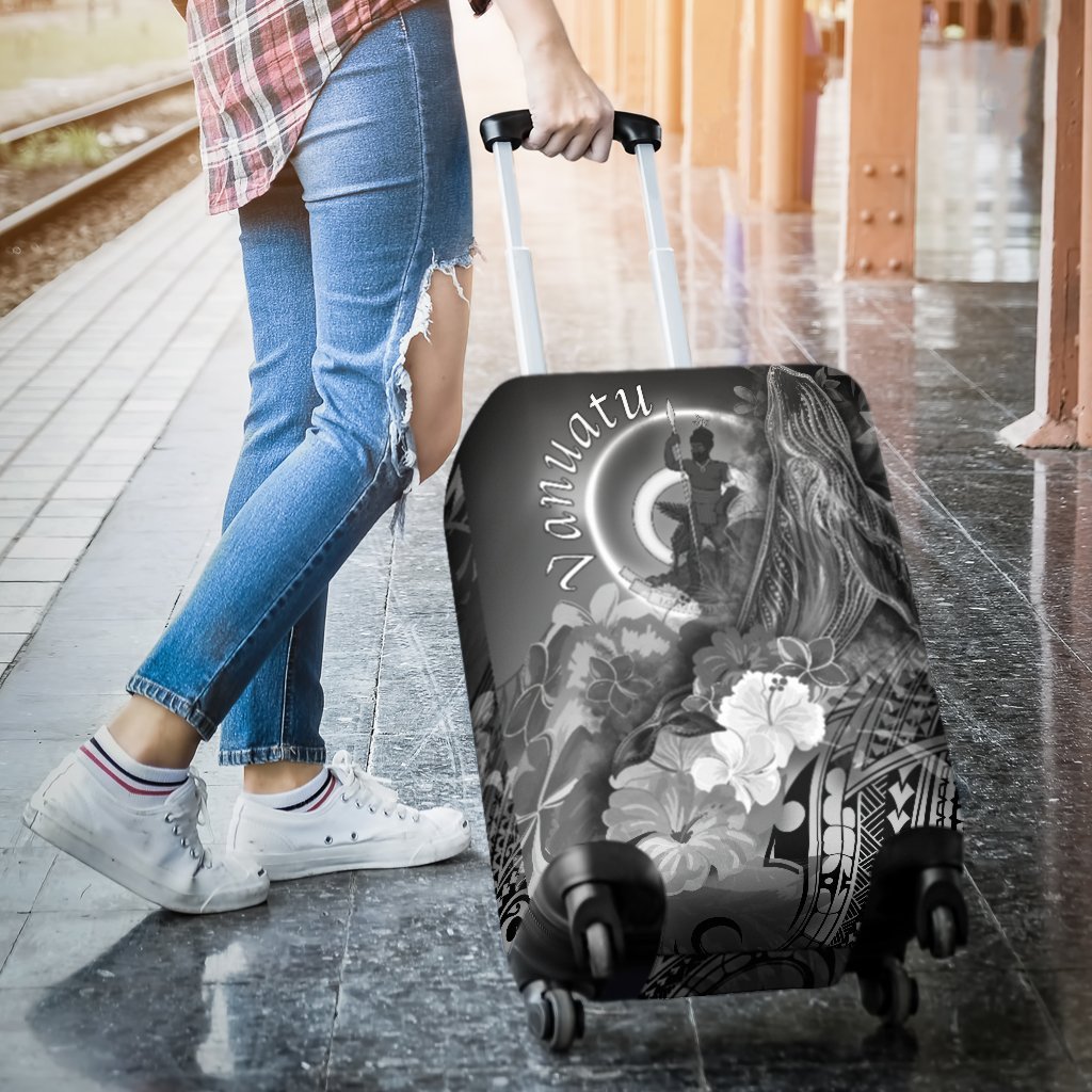 Vanuatu Luggage Covers - Humpback Whale with Tropical Flowers (White) - Polynesian Pride