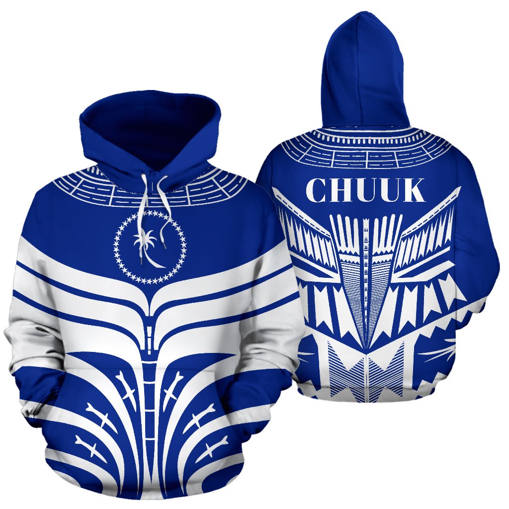 Chuuk All Over Hoodie Micronesian Tattoo Design Unisex Blue - Polynesian Pride