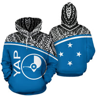 Yap All Over Hoodie Micronesia Curve Blue Style Unisex Blue - Polynesian Pride