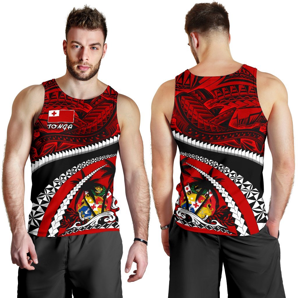 Tonga Polynesian Shark Tattoo Men'S Tank Top Red - Polynesian Pride