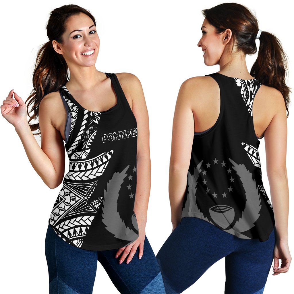Pohnpei Women's Racerback Tank - Micronesian Pattern Flash Black - Polynesian Pride