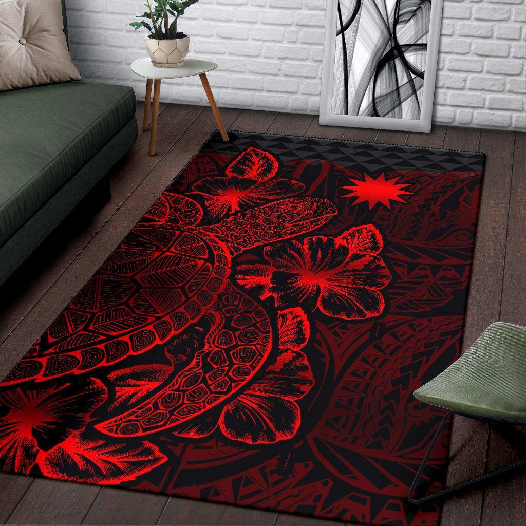 Nauru Area Rugs Turtle Hibiscus Red - Polynesian Pride