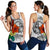 Tonga Women's Racerback Tank - Tropical Flowers White Patterns Style White - Polynesian Pride