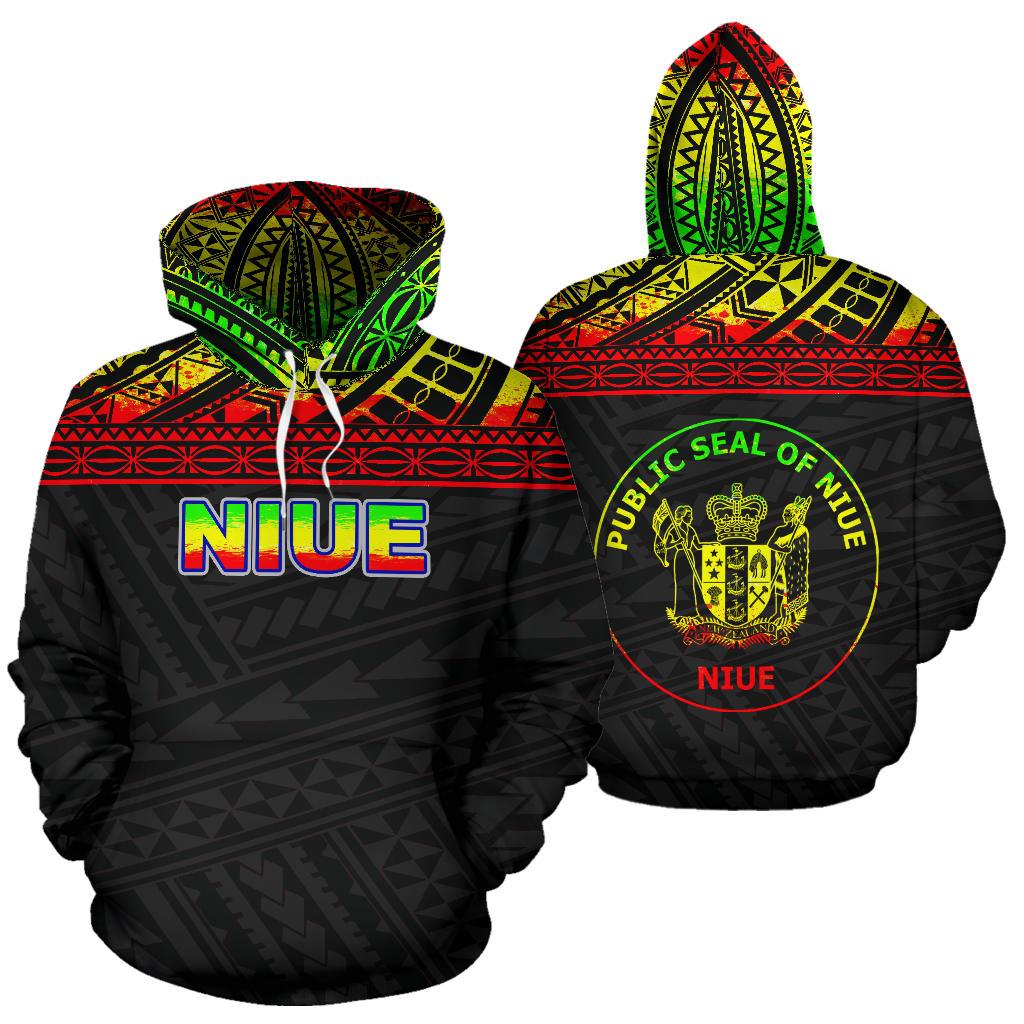 Niue Polynesian Hoodie Horizontal Reggae Unisex Reggae - Polynesian Pride