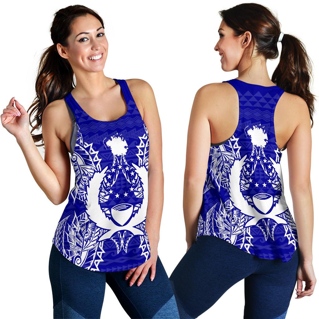 Pohnpei Polynesian Women Tank Top Map Blue - Polynesian Pride