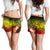 Tahiti Custom Personalised Women's Shorts - Humpback Whale with Tropical Flowers (Yellow) - Polynesian Pride