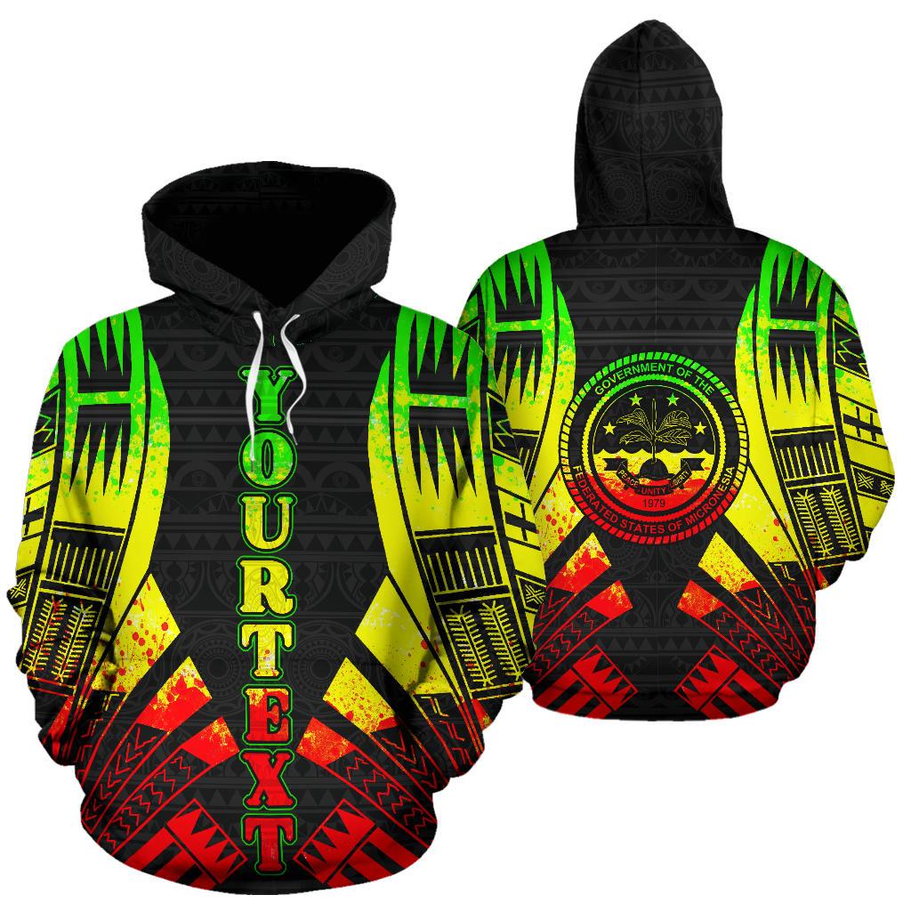 Federated States of Micronesia All Over Custom Hoodie Reggae Tattoo Style Unisex Black - Polynesian Pride