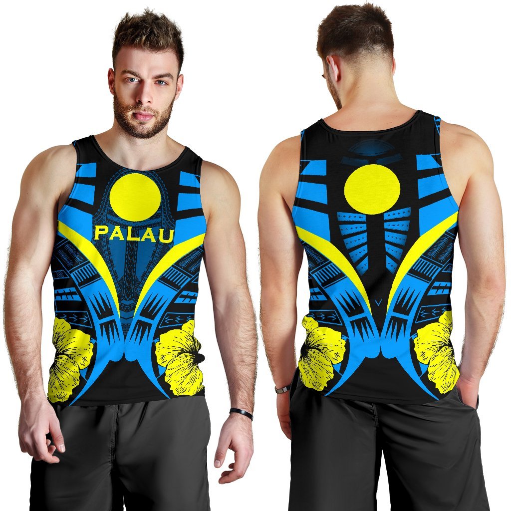 Palau Tattoo Men Tank Top Hibiscus K9 - Polynesian Pride