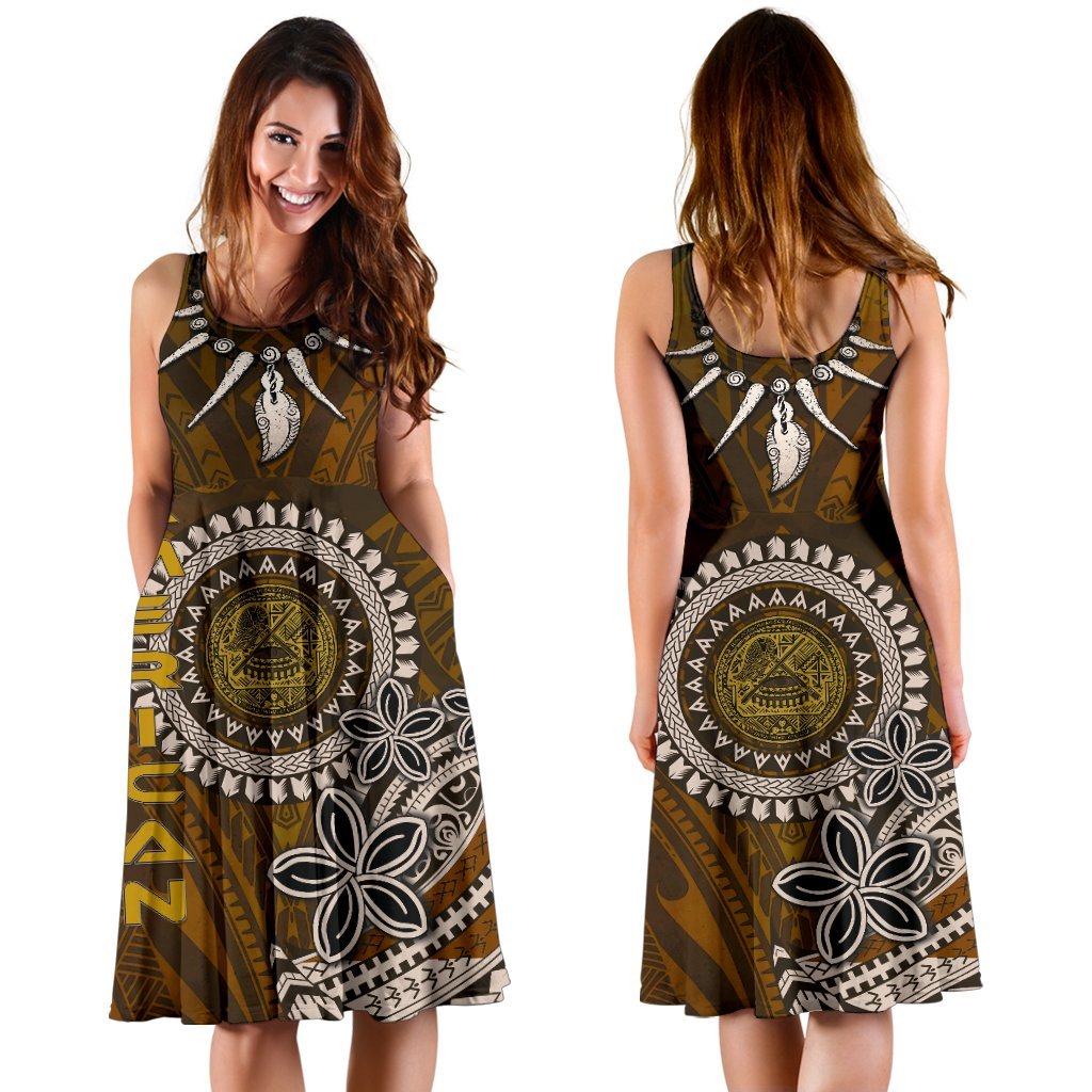 American Samoa Women's Dress - Polynesian Boar Tusk - Polynesian Pride