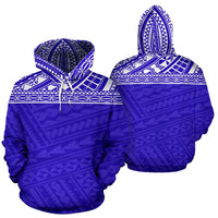 Poly All Over Hoodie Polynesian Royal Blue Version Unisex White - Polynesian Pride