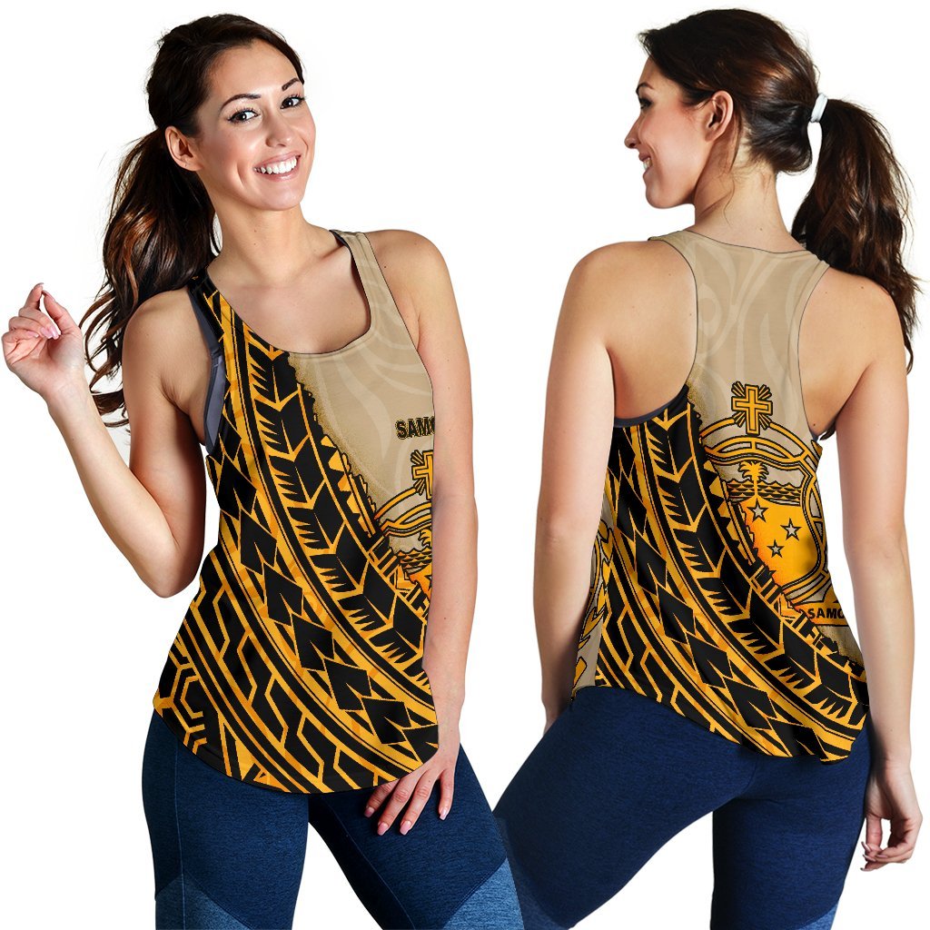 Samoa Women's Racerback Tank - Polynesian Wild Style Gold - Polynesian Pride