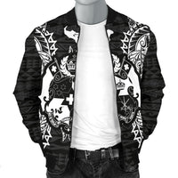 Tonga Polynesian Men's Bomber Jacket Map Black - Polynesian Pride