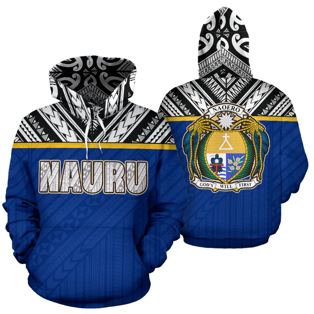 Nauru All Over Hoodie Polynesian Hoodie Style Unisex White - Polynesian Pride
