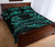 Aotearoa Quilt Bed Set Turquoise Maori Manaia With Silver Fern - Polynesian Pride