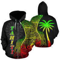 Tahiti Polynesian Zip up Hoodie Coconut Tree Reggae Unisex Reggae - Polynesian Pride