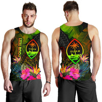 Guam Polynesian Personalised Men's Tank Top - Hibiscus and Banana Leaves - Polynesian Pride