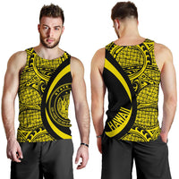 Hawaii Yellow Polynesian Men's Tank Top - Circle Style White - Polynesian Pride
