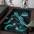 Vanuatu Polynesian Area Rugs - Turtle With Blooming Hibiscus Turquoise - Polynesian Pride