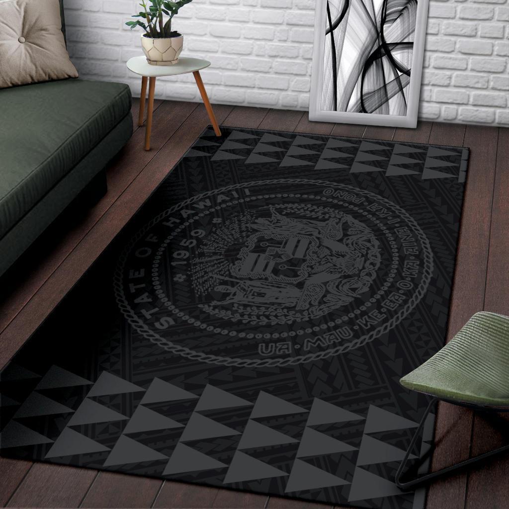 Kakau Seal Of Hawaii Polynesian - Grey Rug - Polynesian Pride