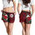 Tahiti Polynesian Women's Shorts - Hibiscus and Sea Turtle (Red) - Polynesian Pride