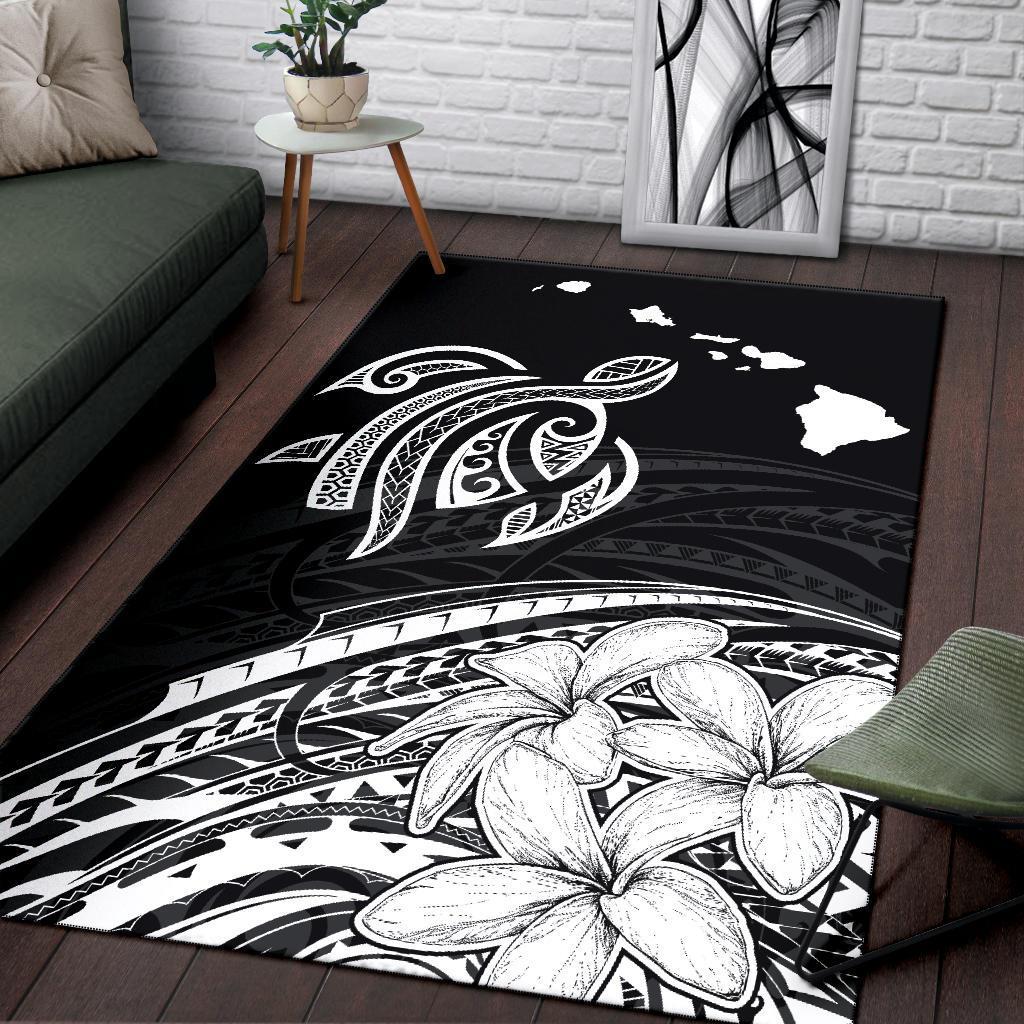 Hawaii Turtle Polynesian Map Plumeria Area Rug AH - Polynesian Pride