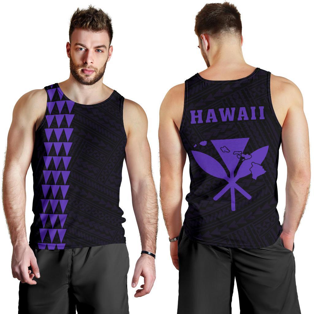 Hawaii Kakau Polynesian Kanaka Map Men's Tank Top - Purple Purple - Polynesian Pride