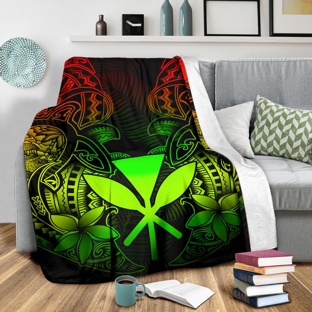 Polynesian Hawaii (Kanaka Maoli) Premium Blanket - Reggae Turtle Homeland - Polynesian Pride