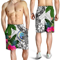 Federated States of Micronesia Men's Short White - Turtle Plumeria Banana Leaf - Polynesian Pride