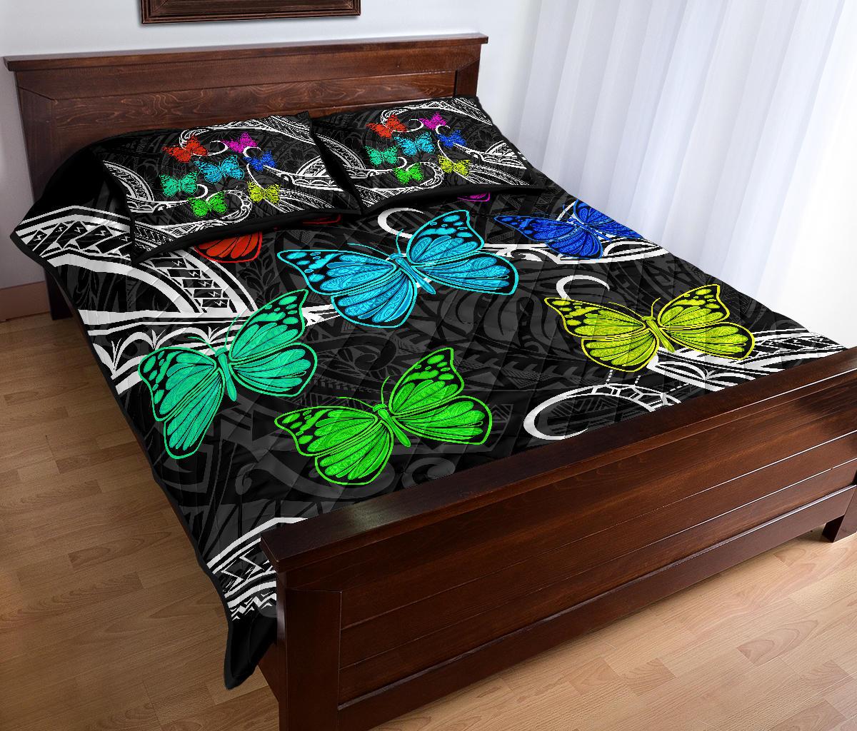 Hawaii Polynesian Butterflies Quilt Bed Set - Polynesian Pride