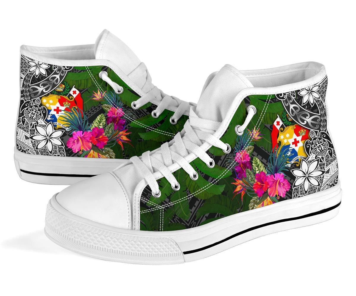 Tonga High Top Shoes - Turtle Plumeria Banana Leaf - Polynesian Pride