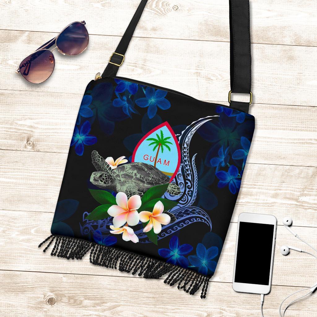 Guam Polynesian Boho Handbag - Turtle With Plumeria Flowers - Polynesian Pride