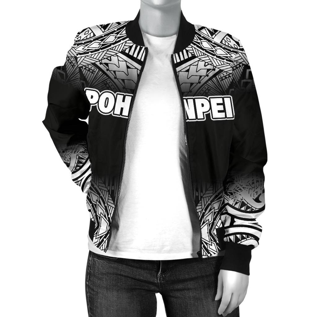 Pohnpei Women's Bomber Jacket - Fog Black Style - Polynesian Pride