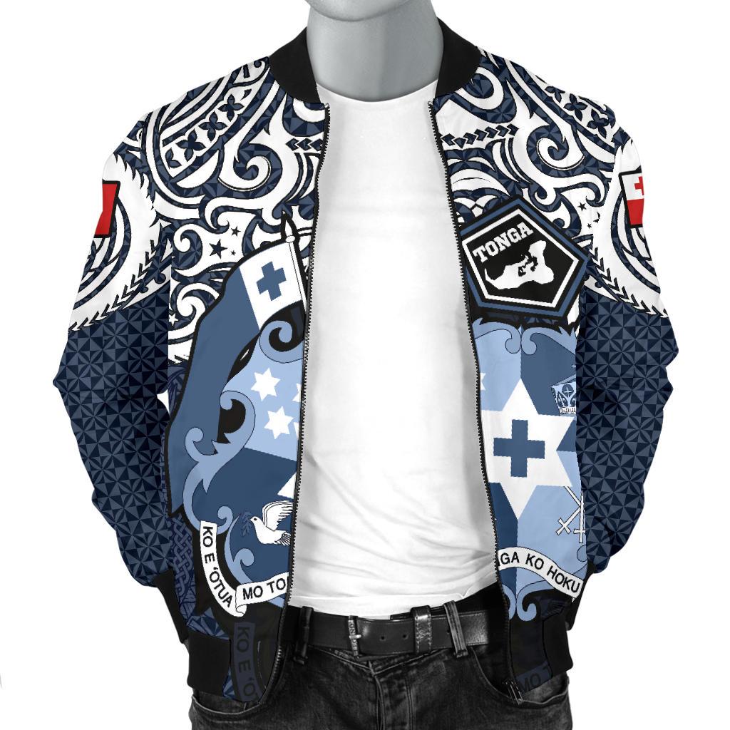 Tonga Polynesian Bomber Jacket (Men) - Tongan Pride (Blue) - Polynesian Pride