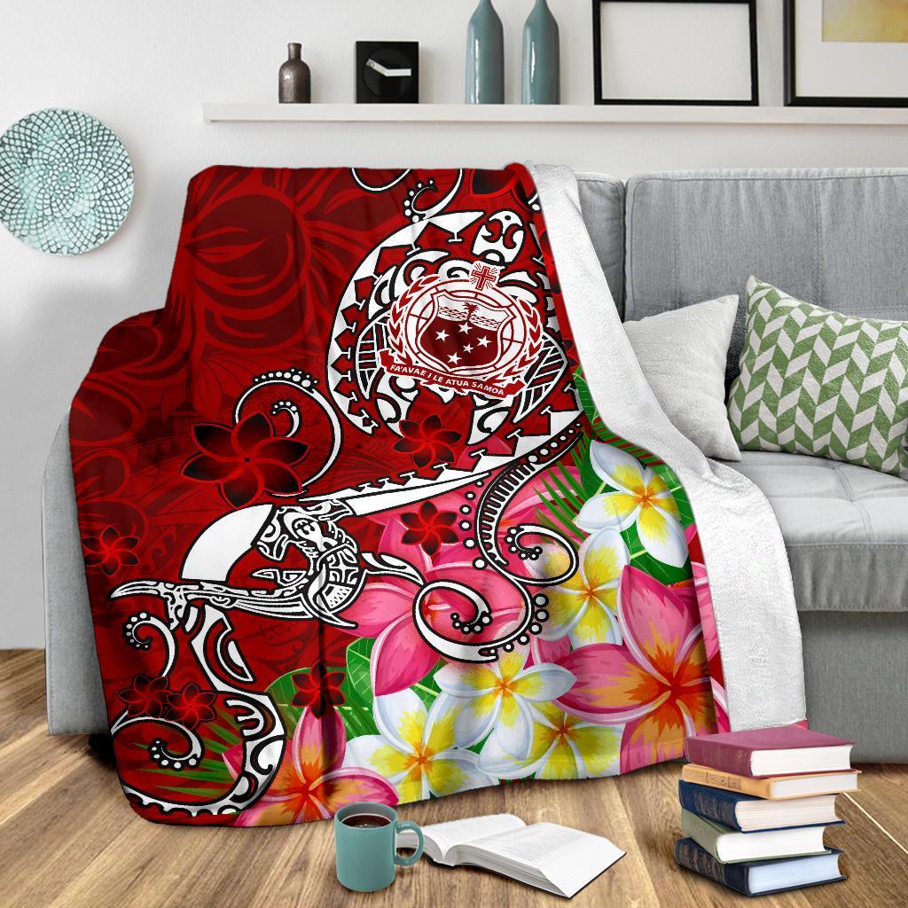 Samoa Premium Blanket - Turtle Plumeria (Red) - Polynesian Pride