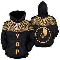 Yap All Over Hoodie Gold Neck Style Unisex Gold - Polynesian Pride