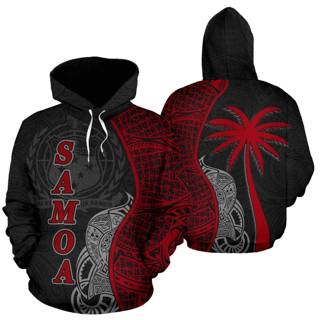 Samoa Polynesian Hoodie Coconut Tree Red Unisex Red - Polynesian Pride