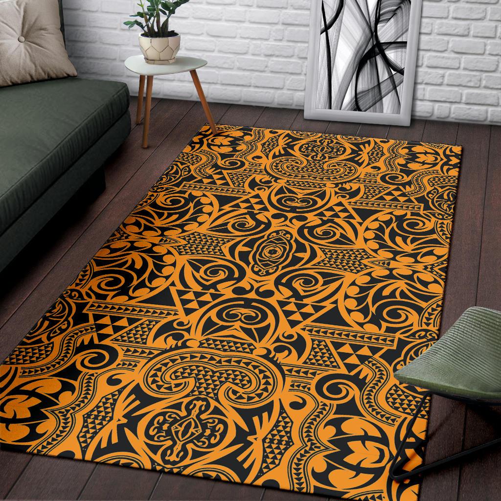 Polynesian Brown And Black Color Area Rug - Polynesian Pride