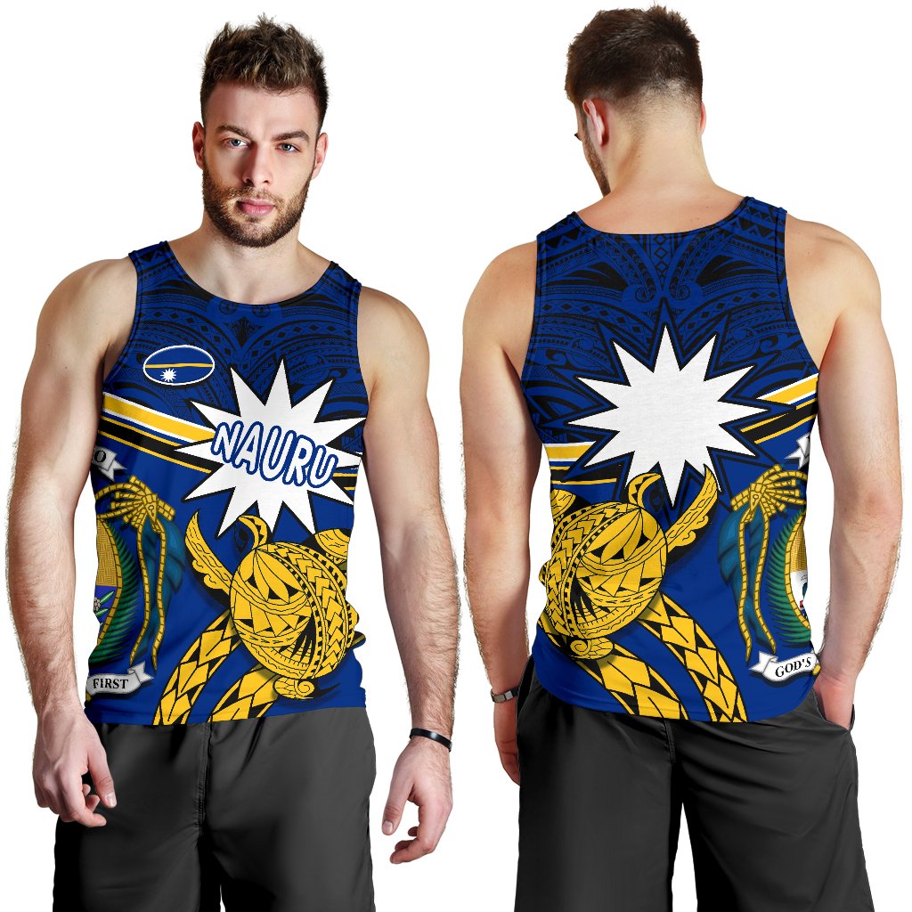 Nauru Rugby Men Tank Top Version Turtle Polynesian - Polynesian Pride